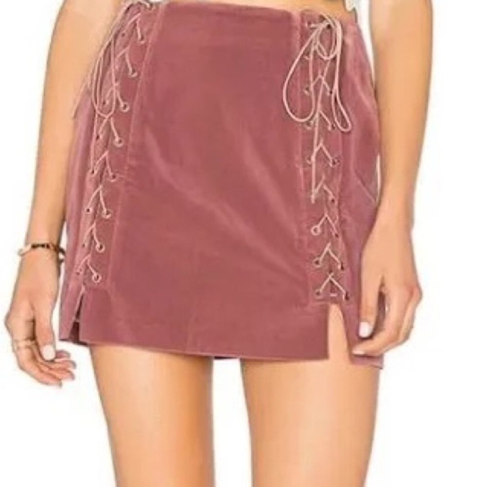 Endless Rose Pink Suede Mini Skirt with Front Ties